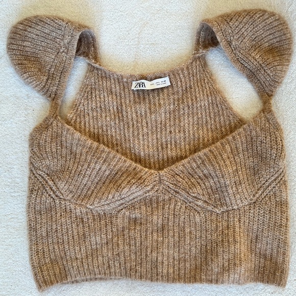 ZARA Brown Mohair Knit Sweater Top - Picture 2 of 7